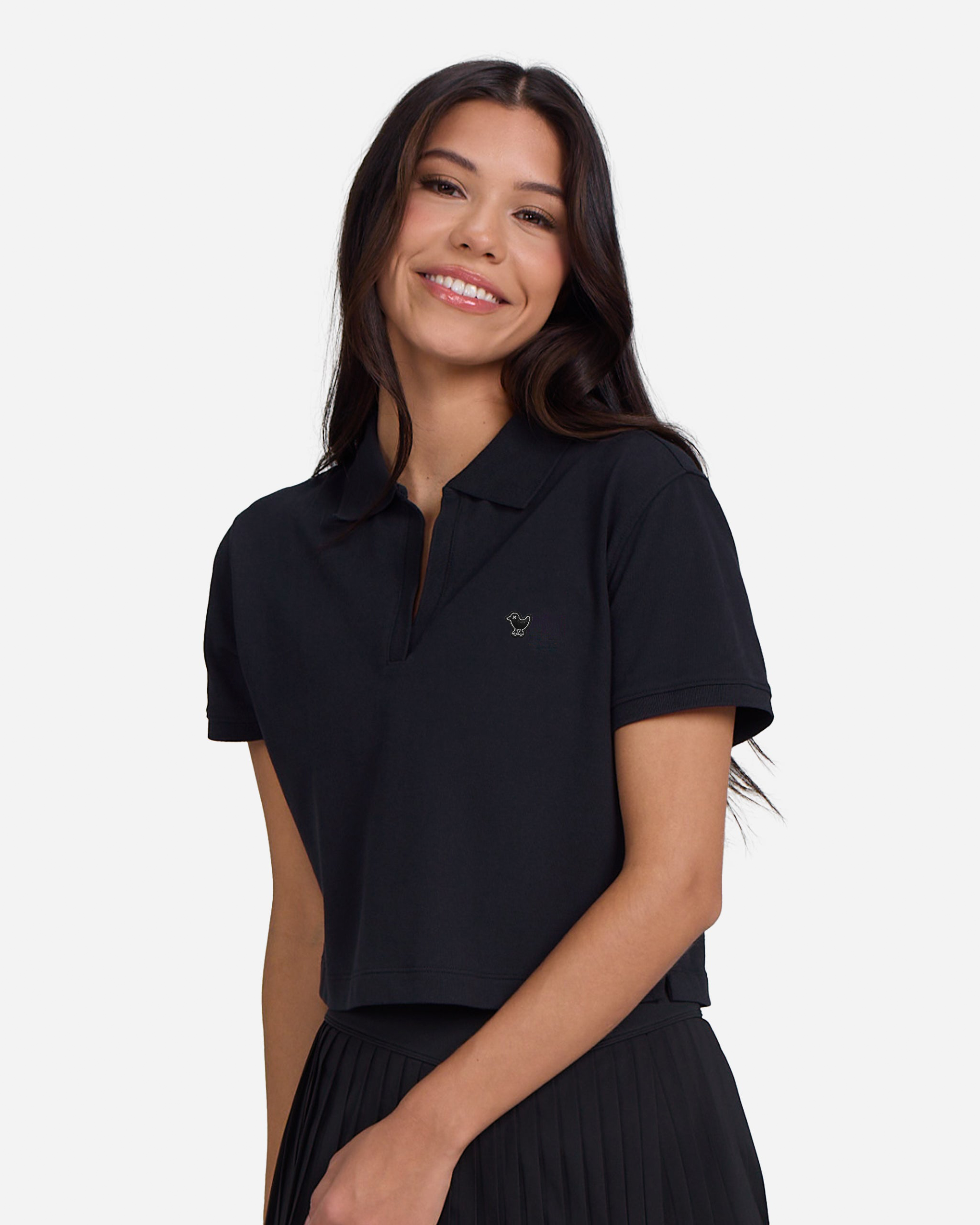 Rib Collar Women s Polo Black Bad Birdie