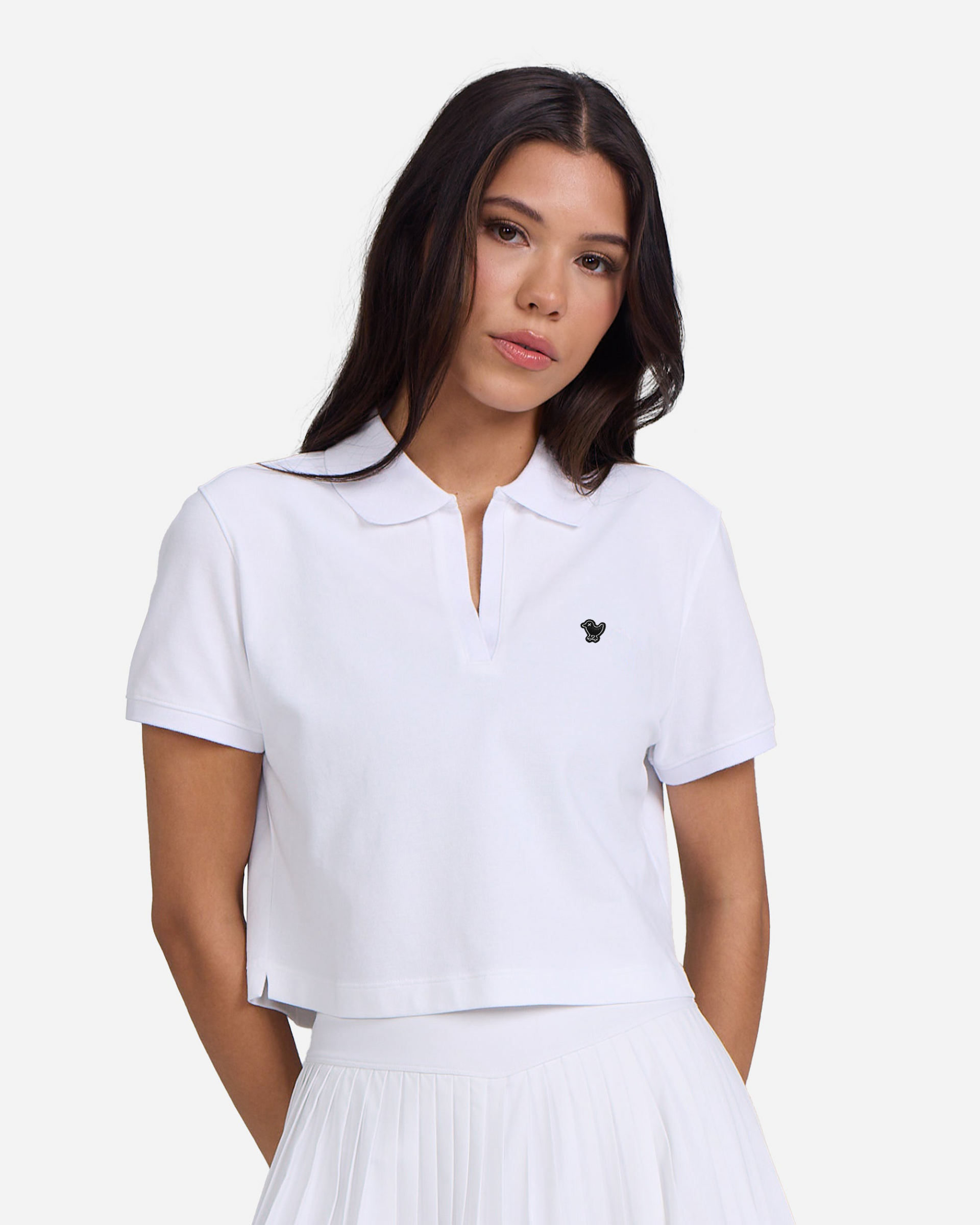 Rib Collar Women's Polo - White - Bad Birdie