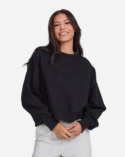 Womens-Script-Crewneck-Black-