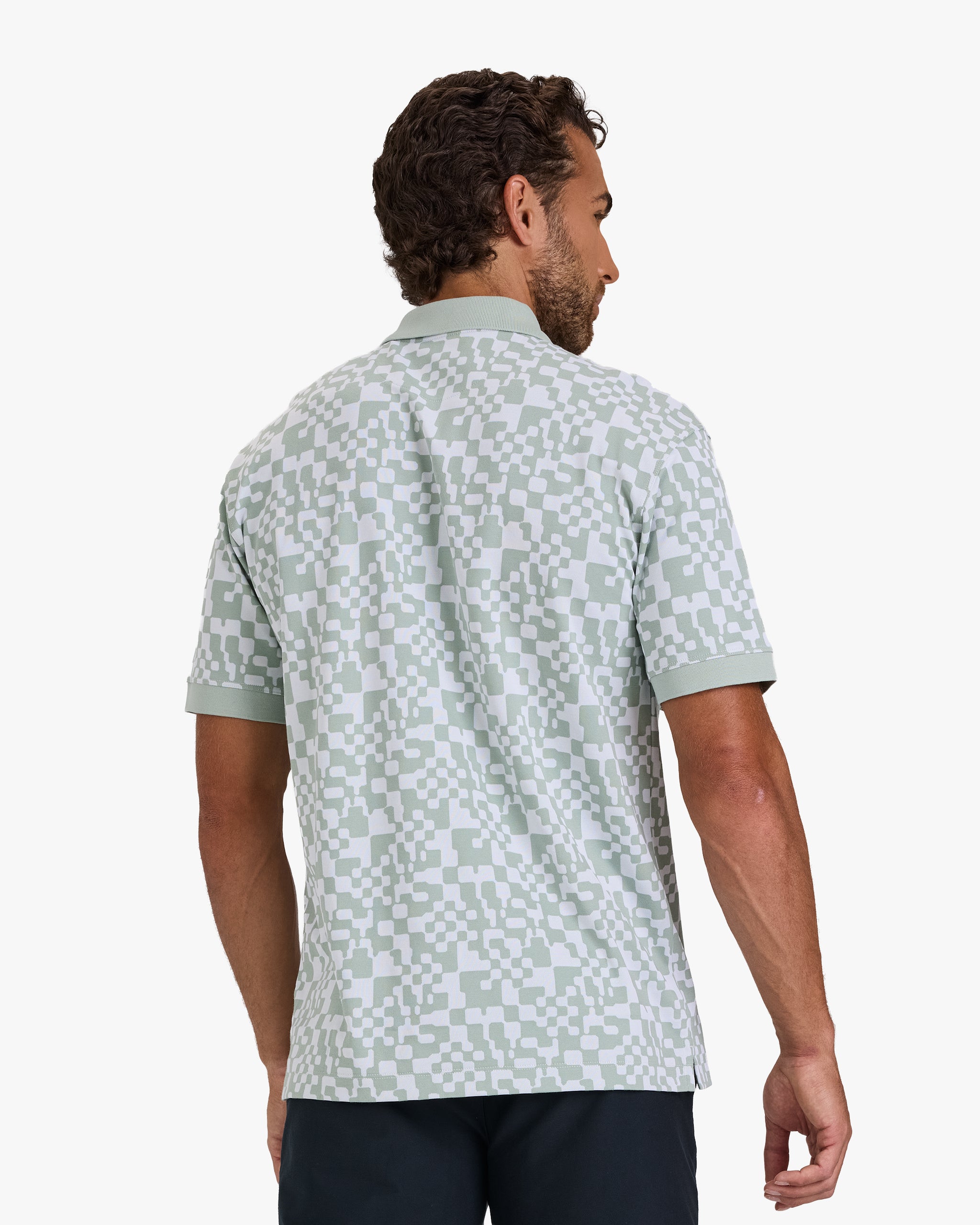 Jacquard Polo - Pixelate - Washed Sage-Jacquard Polo - Bad Birdie