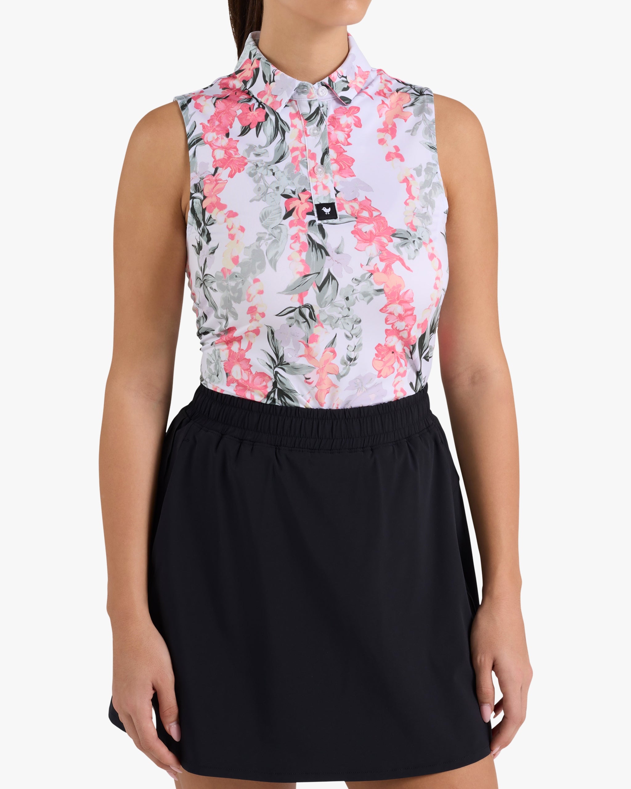 Lei'd - Brilliant White Sleeveless-Women's Core Performance Polo - Bad Birdie