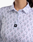 Long Sleeve Polo - Petunia Junkie-Women's Long Sleeve Polo - Bad Birdie