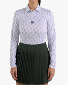 Long Sleeve Polo - Petunia Junkie-Women's Long Sleeve Polo - Bad Birdie