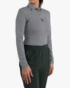 Long Sleeve Polo - Stripe Right - Deep Forest-Women's Long Sleeve Polo - Bad Birdie