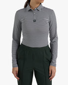 Long Sleeve Polo - Stripe Right - Deep Forest-Women's Long Sleeve Polo - Bad Birdie