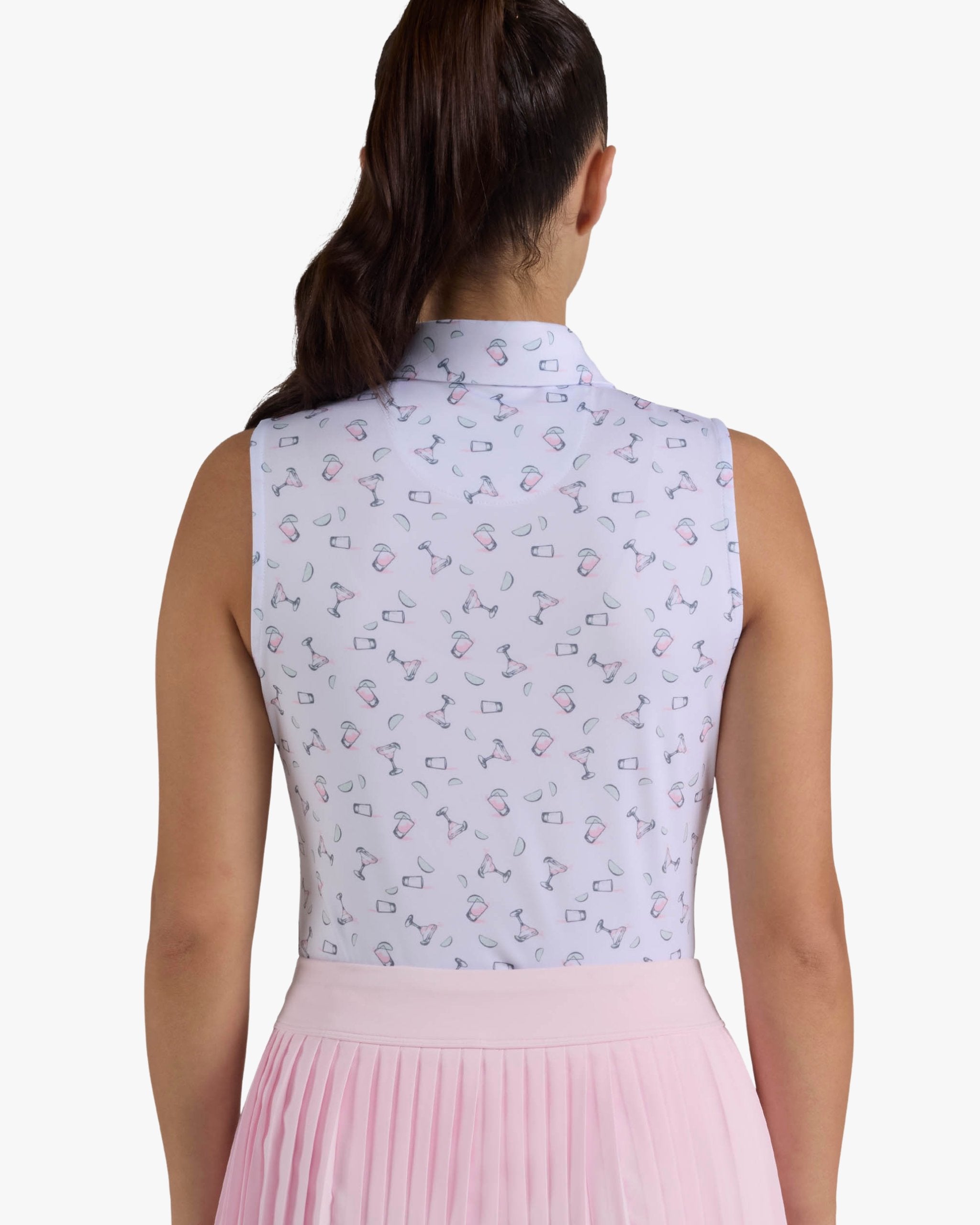 One More Please - Frosty Petal Sleeveless-Women's Core Performance Polo - Bad Birdie