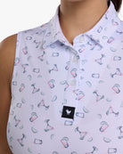 One More Please - Frosty Petal Sleeveless-Women's Core Performance Polo - Bad Birdie