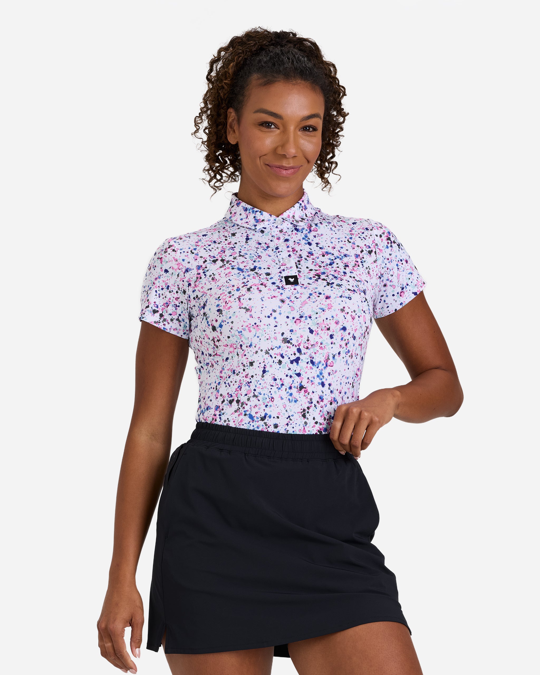 Paint Splatter 3-Women's Core Performance Polo - Bad Birdie