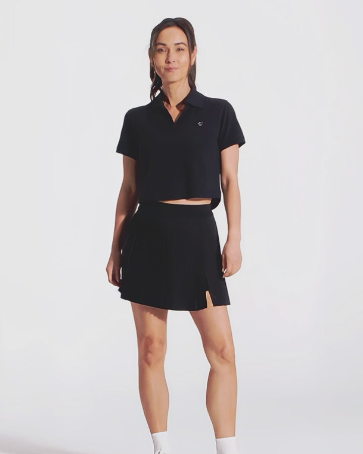 Rib Collar Women's Polo - Black - Bad Birdie