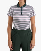 Stripe Right- Frosty Petal-Women's Core Performance Polo - Bad Birdie