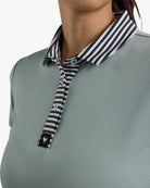 Striped Collar - Washed Sage-Women's Core Performance Polo - Bad Birdie