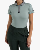 Striped Collar - Washed Sage-Women's Core Performance Polo - Bad Birdie