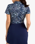 Super Duper Bloom - Dark Navy-Women's Core Performance Polo - Bad Birdie