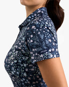 Super Duper Bloom - Dark Navy-Women's Core Performance Polo - Bad Birdie