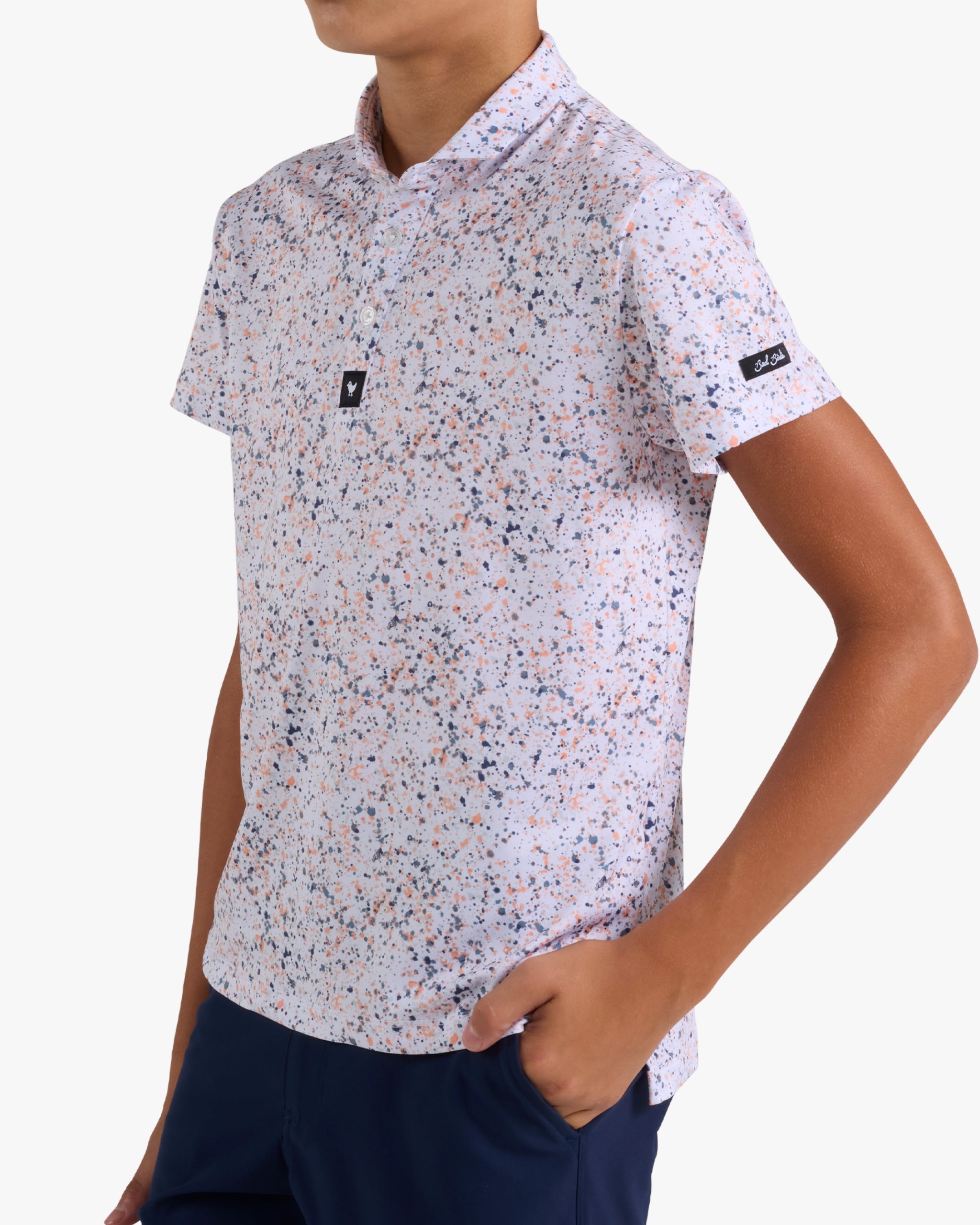 Youth Polo - Paint Splatter 3 - Prairie Sunset-Youth Polo - Bad Birdie